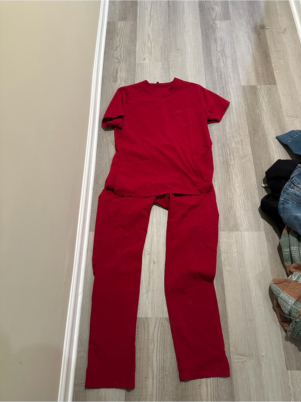 Women's Red Scrub Set